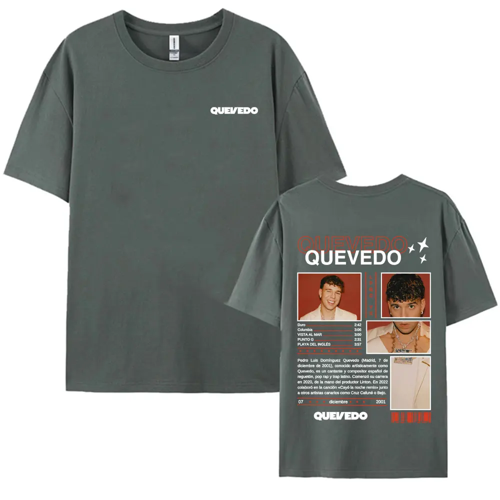 Rapper QUEVEDO Album 2025 Tour T Shirt Fashion Classic Hip Hop Streetwear T Shirts for Men Women Casual Cotton Oversized T-shirt