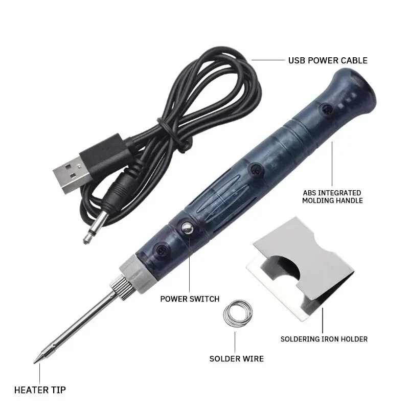 5V USB Soldering Iron, Portable Mini Electric Welding Pen for Household Electronic Repair and Student DIY Fast Heating Compact