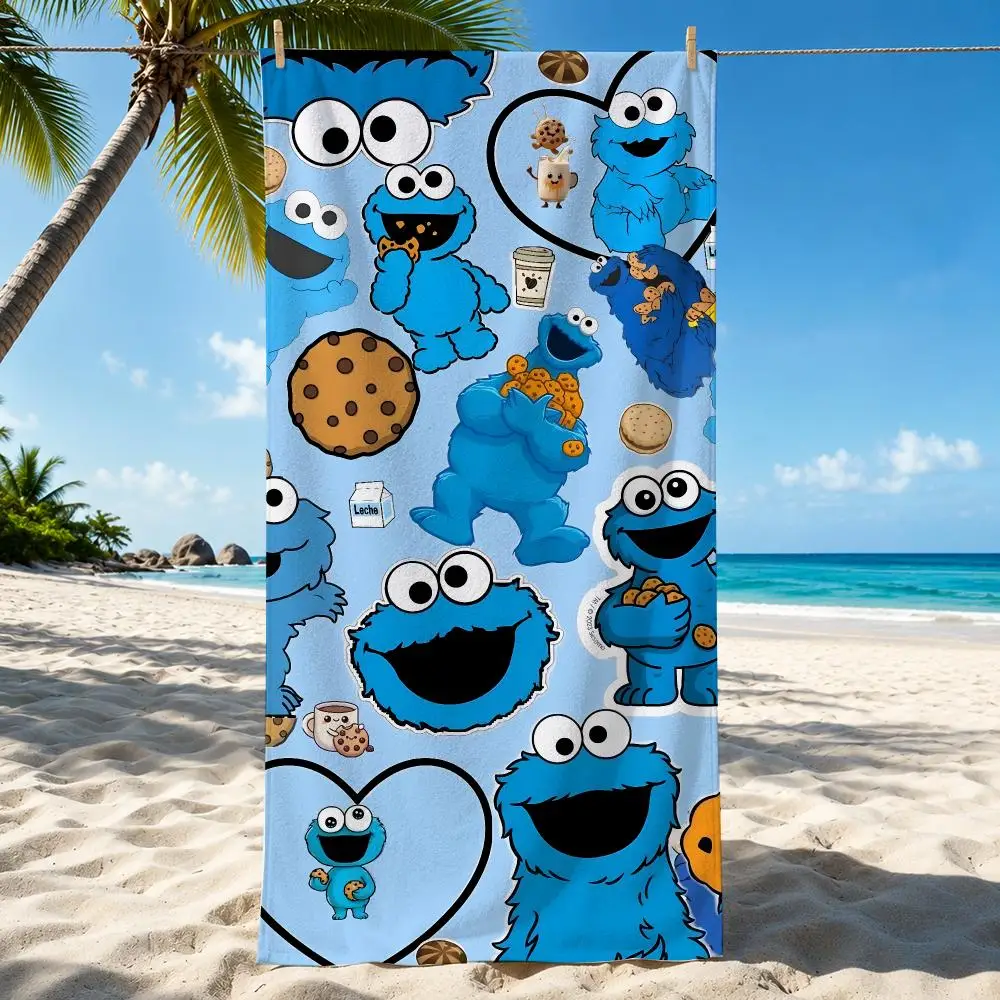 Cartoon C-Cookie M-Monster Towel Beach Towel Quick Dry Absorbent Bath Towel For Swimming Gym Camping Outdoor Sunbathing