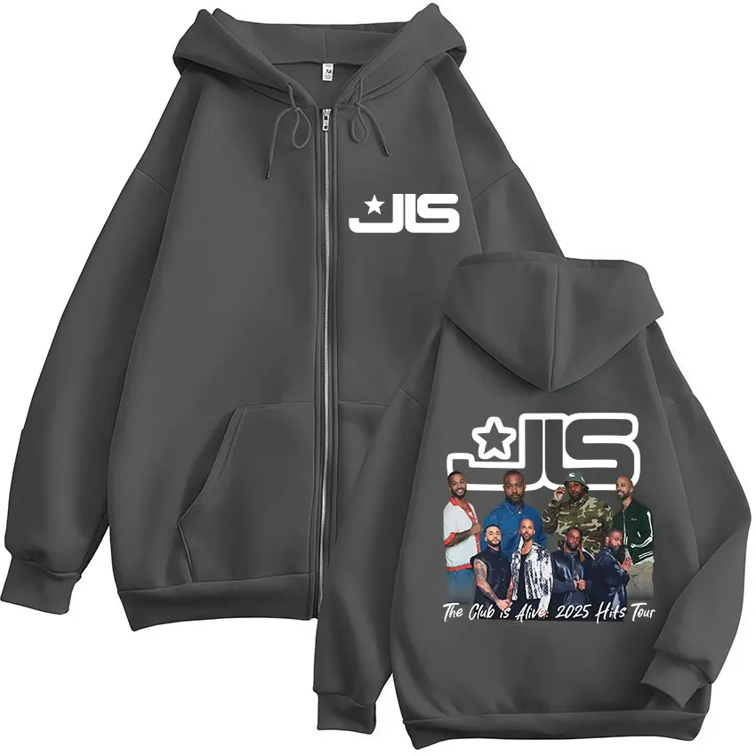 روك بريطاني الفرقة JLS The Club Is Alive Tour 2025 سستة هودي ملابس للرجال الهيب هوب المتضخم سترة البلوز Y2K الشارع الشهير
