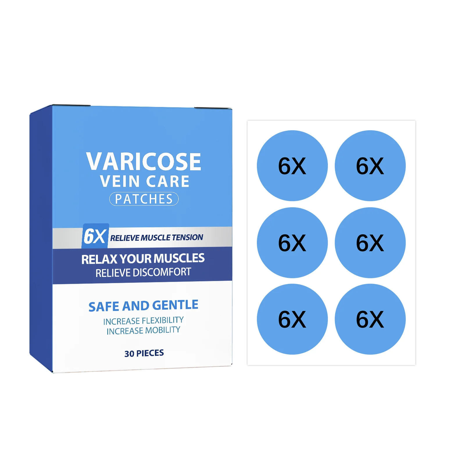 30pcs Varicose Veins Patch Cure Varicosity Angiitis Remove Vascular Blockage Promote Blood Circulation Spider Leg Relief Patch