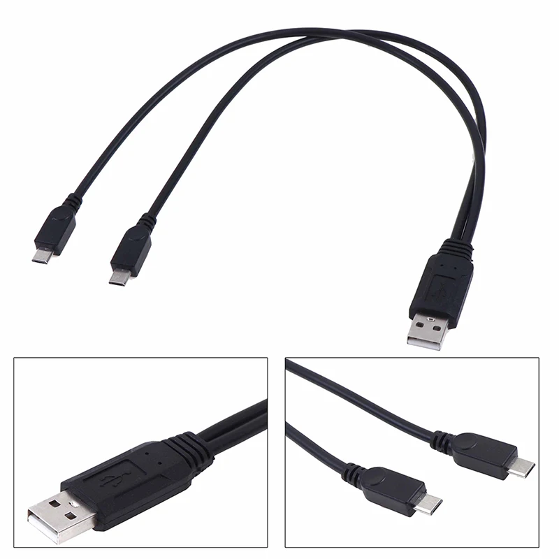 USB 2.0 male to male dual micro usb splitter y charging data cable