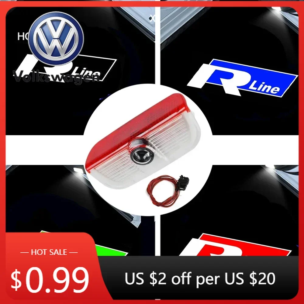 

Новинка 2026: 2 шт. светодиодных логотипов Volkswagen R-Line для Golf 6, 7, 4, 5, Polo, Passat B5, B6, Tiguan, Jetta – подсветка дверей автомобиля