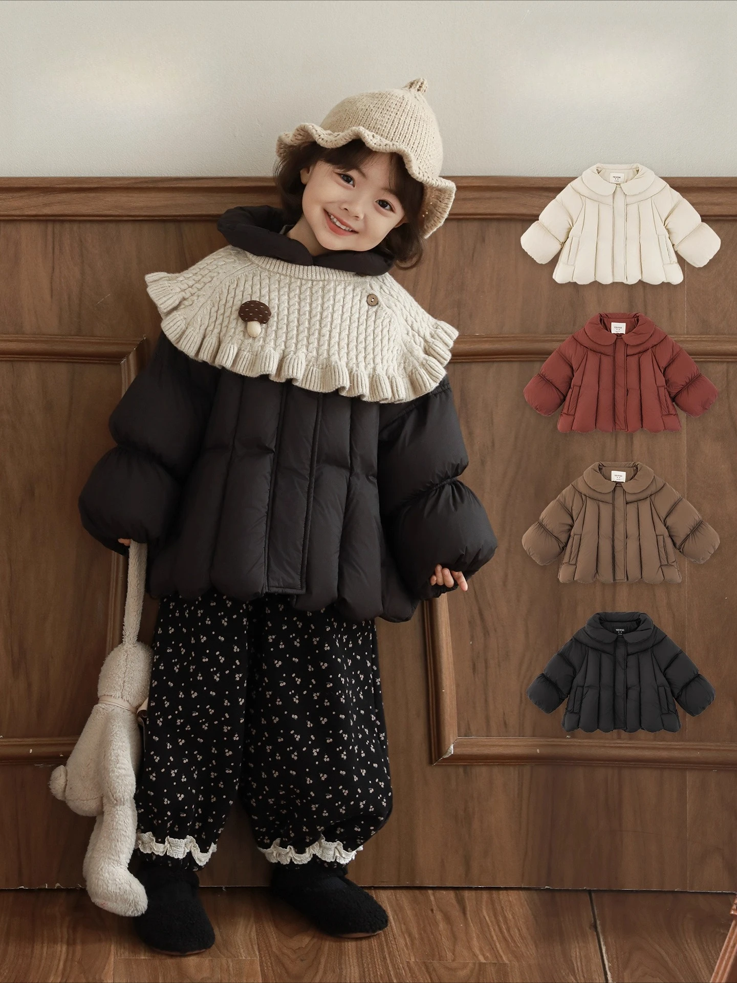 Girls Winter Down Jacket 2025 95 White Duck Down Fashion Thermal Puffy Coat Lightweight Windproof Everyday Parka 1-7 Years