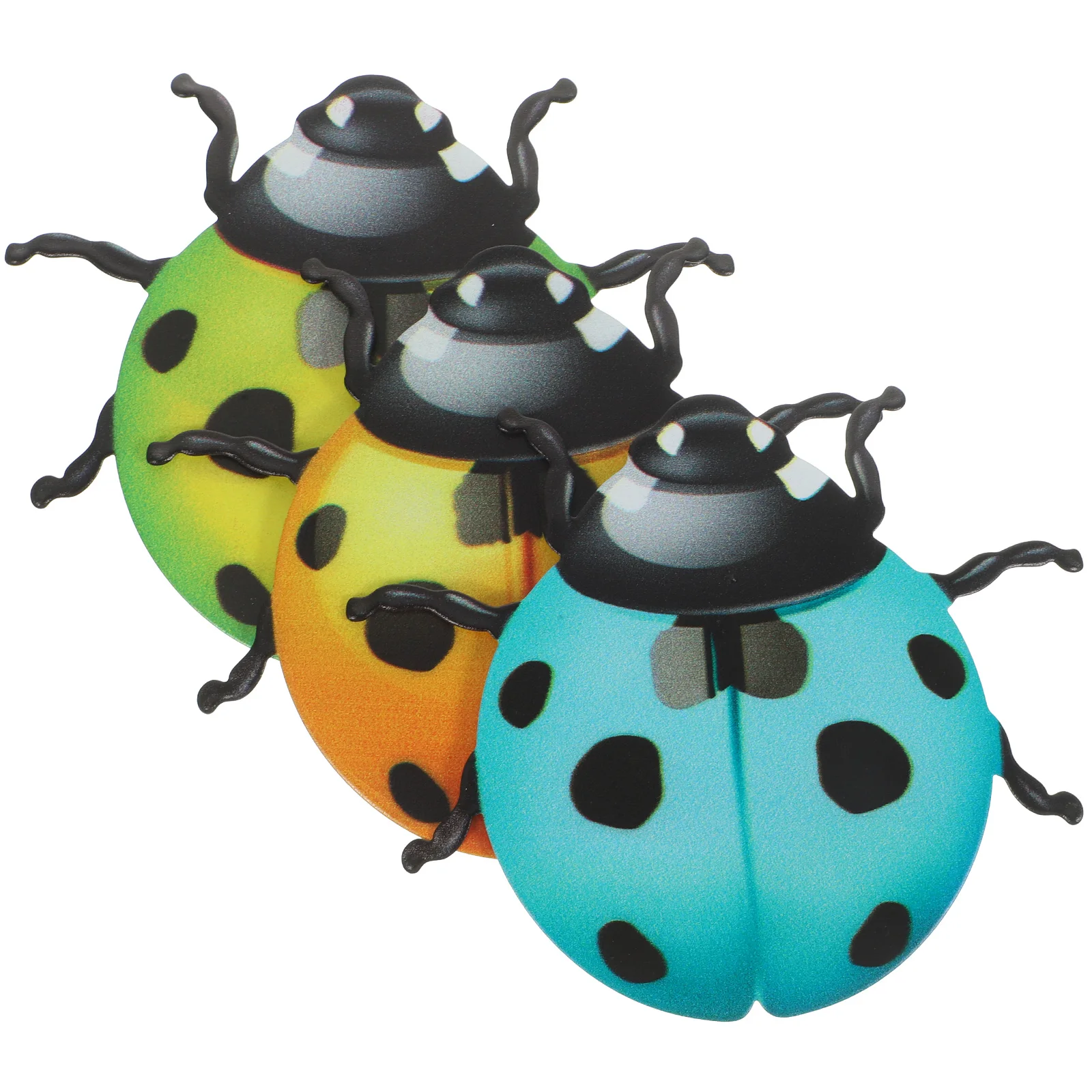 

3 Pcs Colorful Iron Ladybug Garden Wall Decor Hanging Craft Blue Yellow Green Metal Insect Decoration Lawn Fence Gate