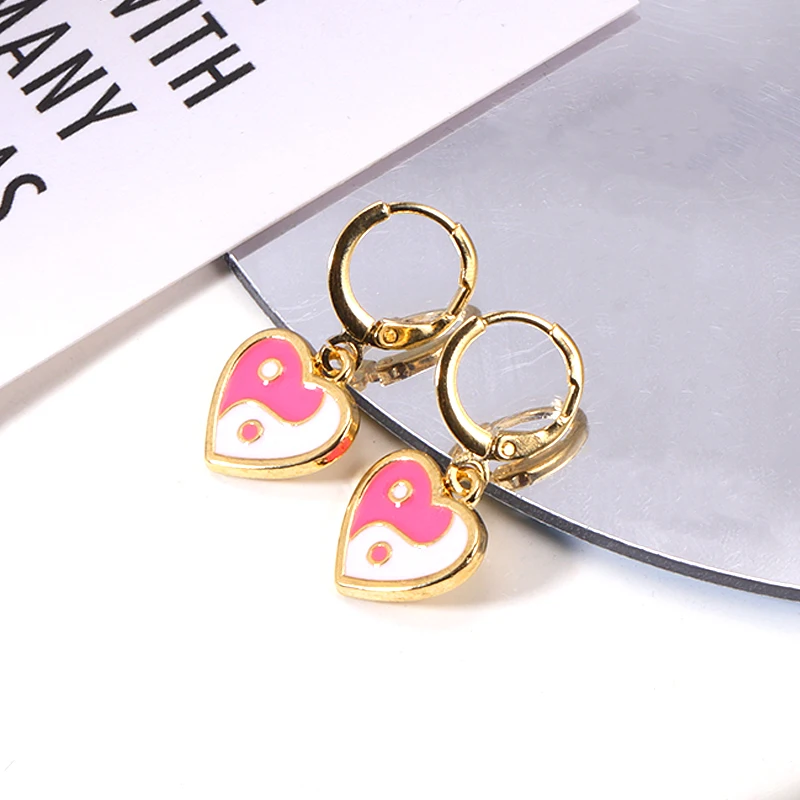 15Pcs 14*14MM Colorful Love YinYang Bagua Enamel Alloy Pendant Charm for DIY Earrings Necklace Bracelet Jewelry Accessories Gift