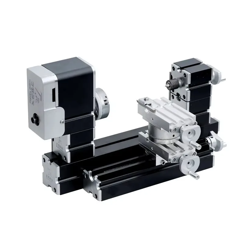 All-metal Miniature Lathe 60W 12000rpm Didactical Mini Metal Lathe Machine for Hobbyist Woodworking Craft and School Education