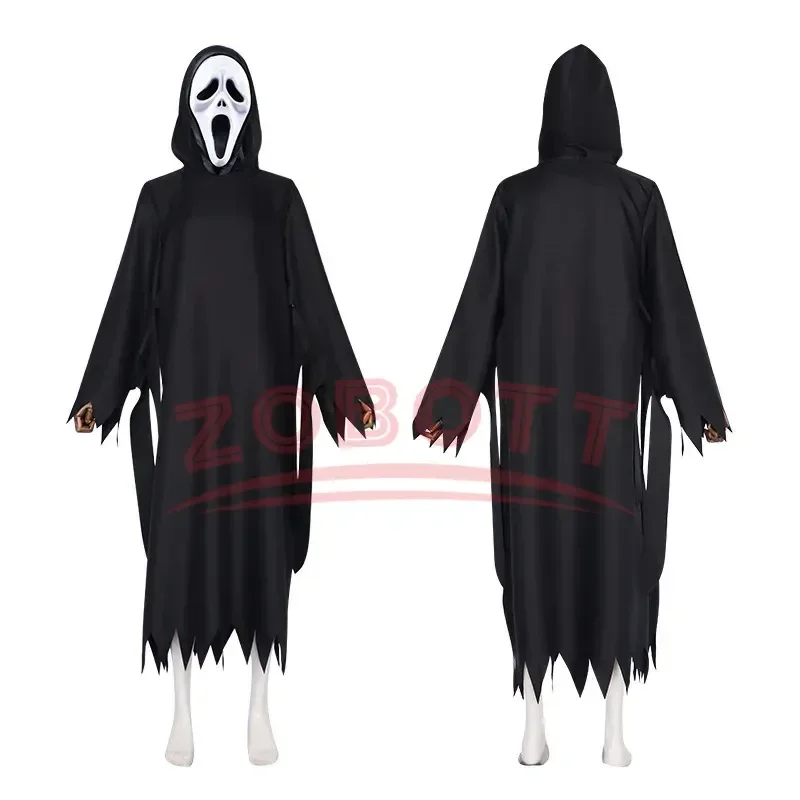 Scream Costume Children Fancy Dress Halloween Party Horror Death Ghostface Costume Boys Teens Ghost Robe Scary Skeleton Costume