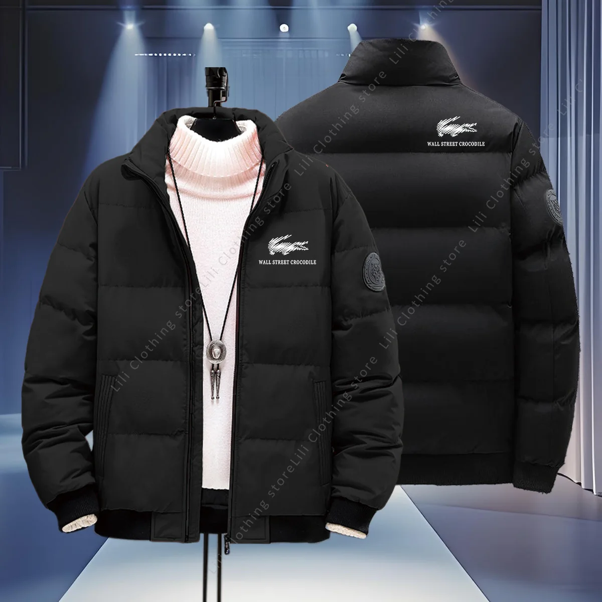 جدار الشارع التمساح معاطف الشتاء الرجال سترات منتفخة سميكة الدافئة Bomber جاكيتات سترات أسفل السترات الرجال جواكت شتوية جديد #2