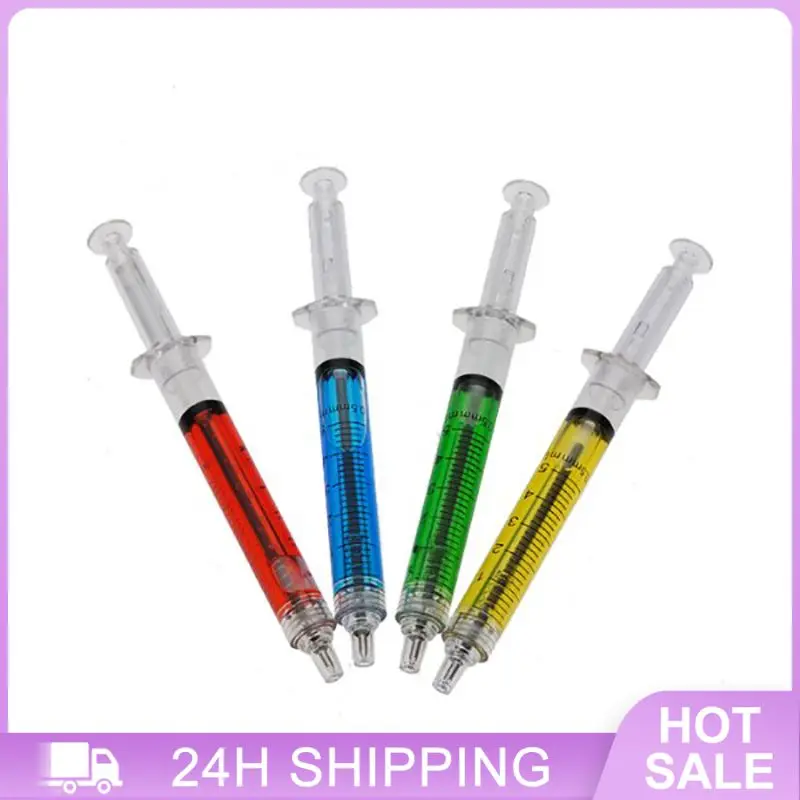 ประเภทการฉีดปากกาลูกลื่นของขวัญพยาบาลปากกาของเหลวสีแดงสีน้ําเงินปากกาเข็มฉีดยาส่ง