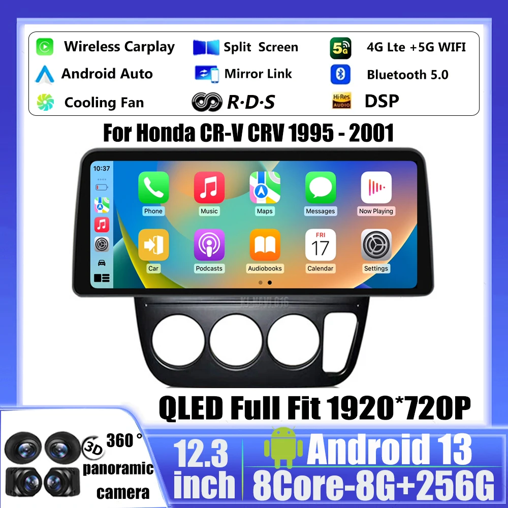 

Android 13 Car Stereo Multimedia Video Player 4G 1920 *720 QLED Screen For Honda CR-V CRV 1995 - 2001 Wireless Carplay Auto SWC