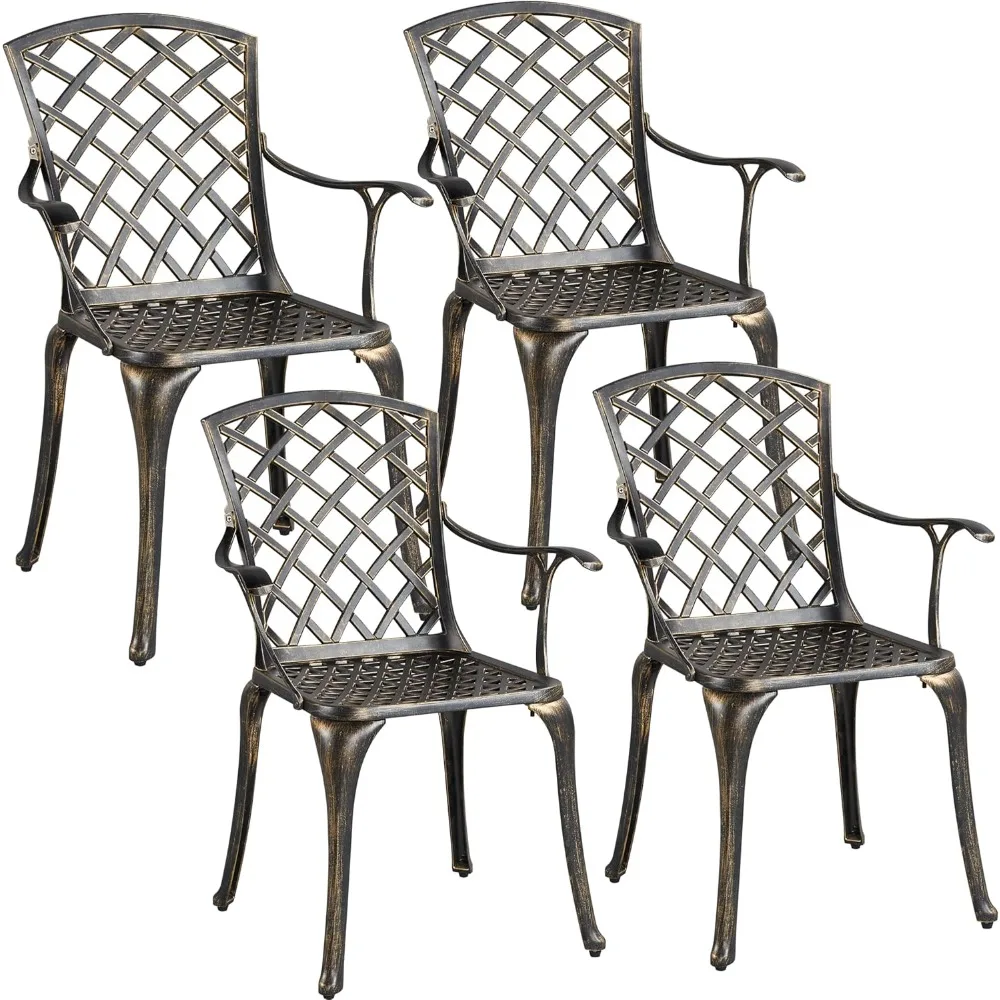 

Outdoor Patio Dining Chairs, with Armrests Aluminium Bistro Chairs All Weather Metal Chairs for Garden Lawn Porch, Set of 4