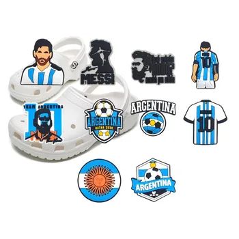 10 pezzi miglior giocatore d'Argentina ciondoli per scarpe da giardino decorazione spille futbol braccialetto crox accessori per bambini adulti all'ingrosso