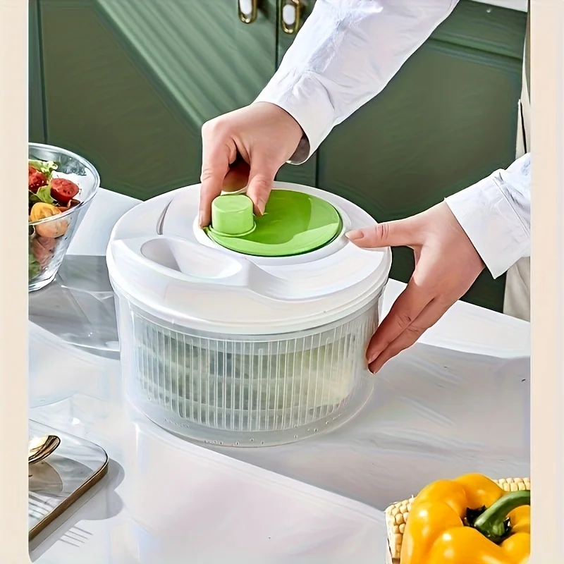 Multifunktionaler manueller Salatschleuder – Haushalts-Gemüsewaschmaschine und -trockner, schneller Obst-Abtropfkorb für den Küchengebrauch – Detail 5
