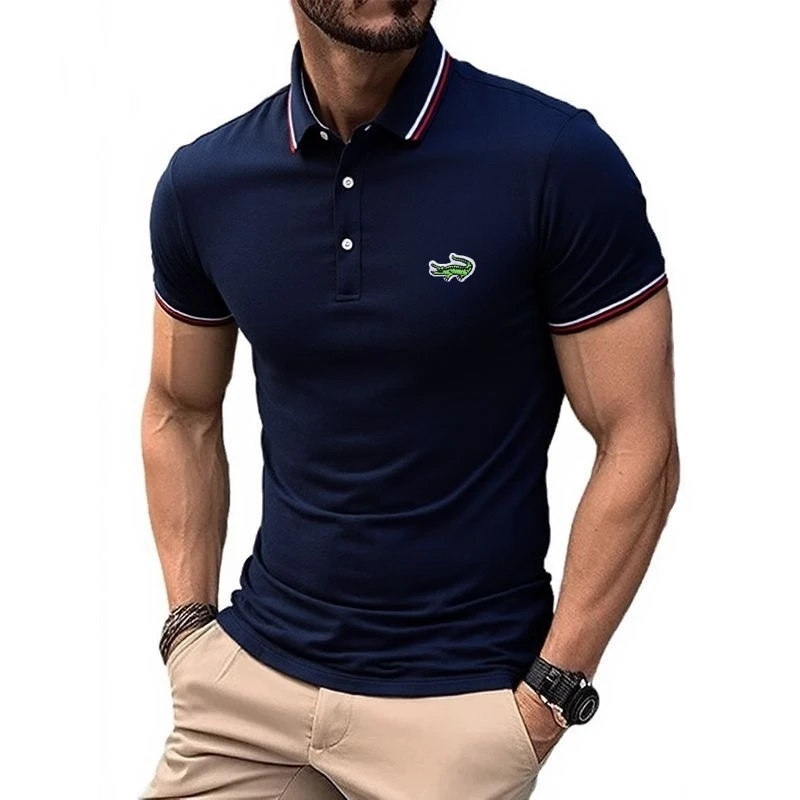 

Summer men's high-quality embroidered logo polo shirt new business casual fashion short sleeved top