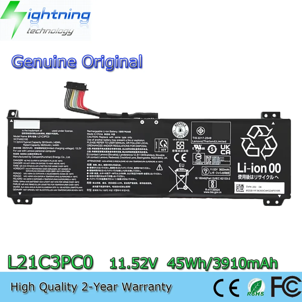 

Genuine L21C3PC0 L21M3PC0 L21D3PC0 11.52V 45Wh Original Battery for Lenovo IdeaPad Gaming 3-15ARH7