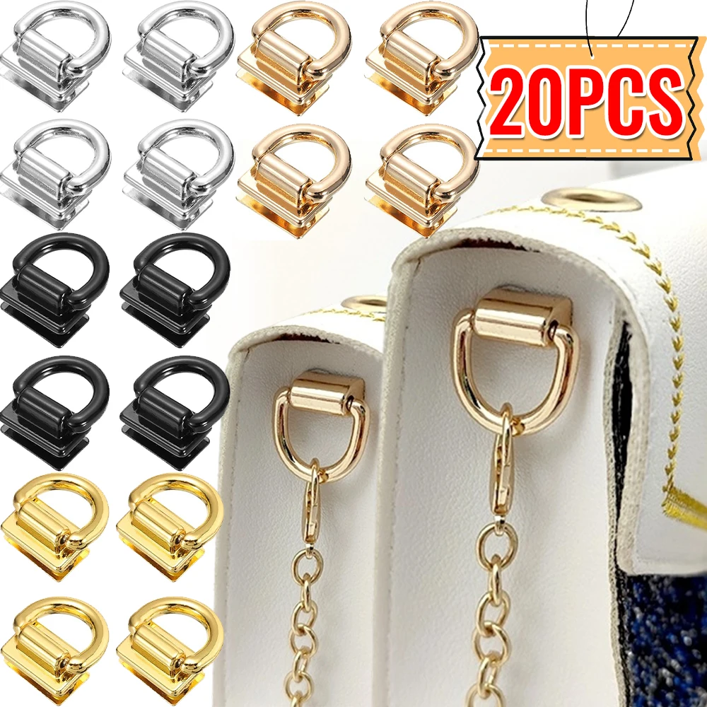 20/4pcs Alloy D Ring Bag Side Clip Buckles Screw Handbag Chain Bags Connector Bag Strap Belt Hanger DIY Hardware Bag Accessories
