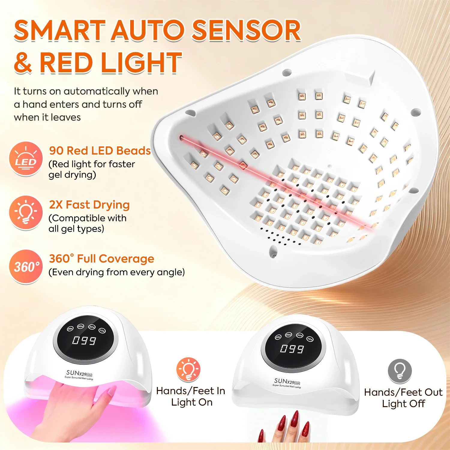 ไดอาน่าบิวตี้ ยูวี เนล แลมป์เครื่องอบเล็บมืออาชีพพร้อมหน้าจอสัมผัส โคมไฟทำเล็บมืออาชีพพร้อมเซ็นเซอร์อัจฉริยะ เครื่องมือทำเล็บ