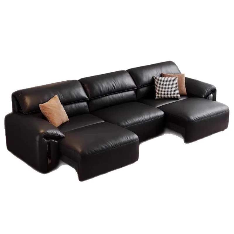 

Minimalist zero wall leather electric sofa living room multi-functional folding dual-purpose ear sofa bed