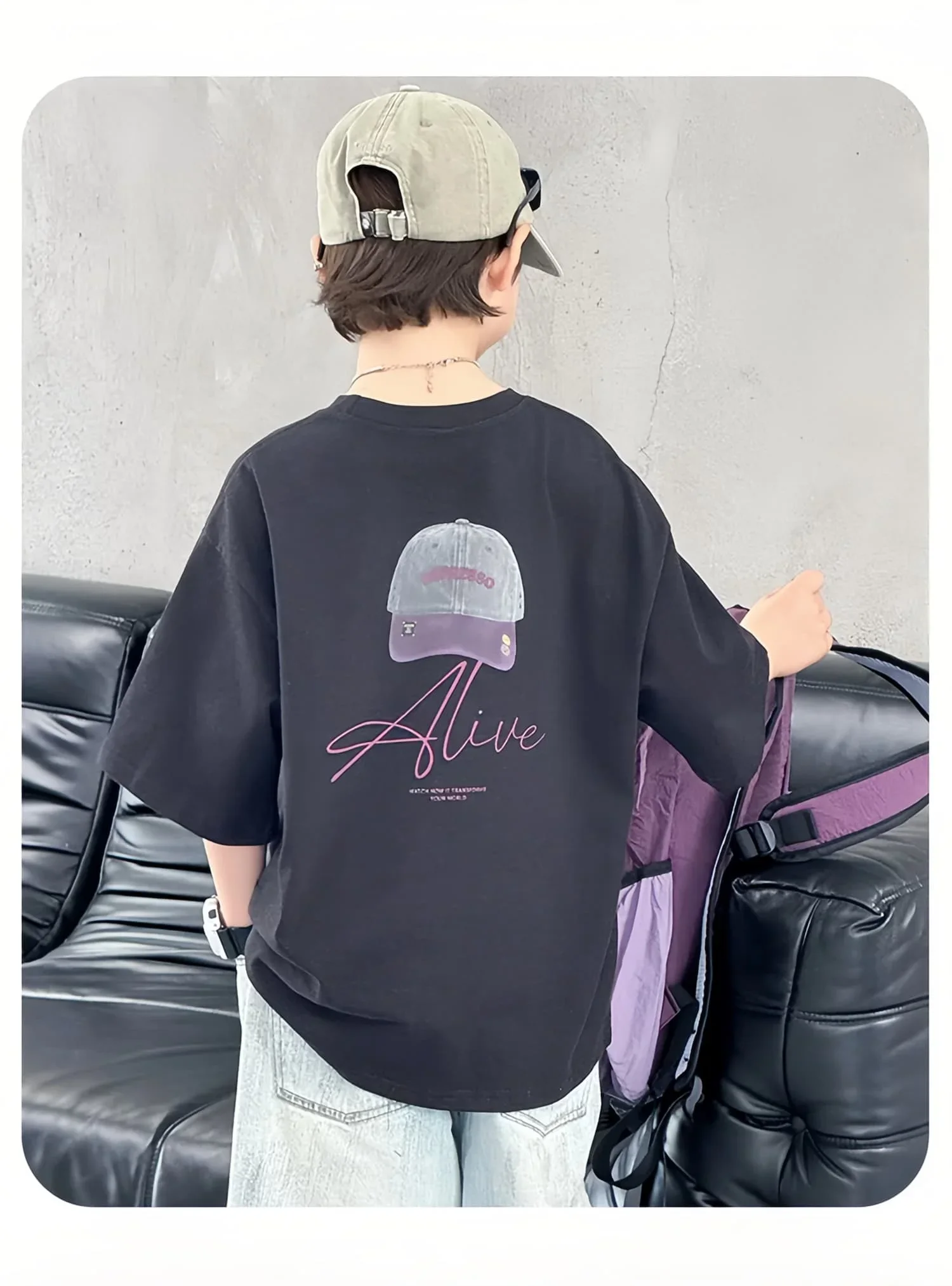 Neues Sommer-Rundhals-T-Shirt - Hochwertiges, elegantes und luxuriöses Kurzarm-Oberteil aus reiner Baumwolle für Kinder – Detail 6