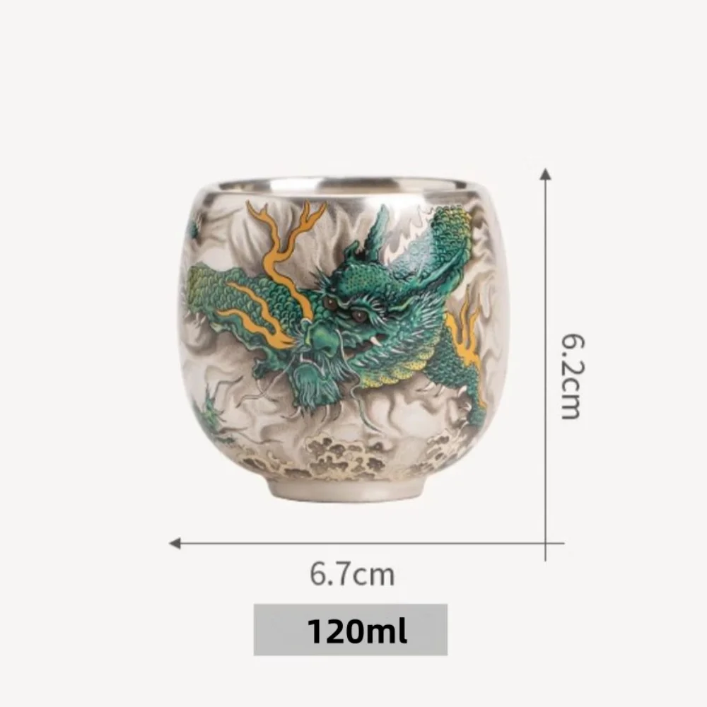 Ceramic Dragon Tea Cup Espresso Cup Master Cups Silver Coffee Mugs Chinese Style 120ml view 4