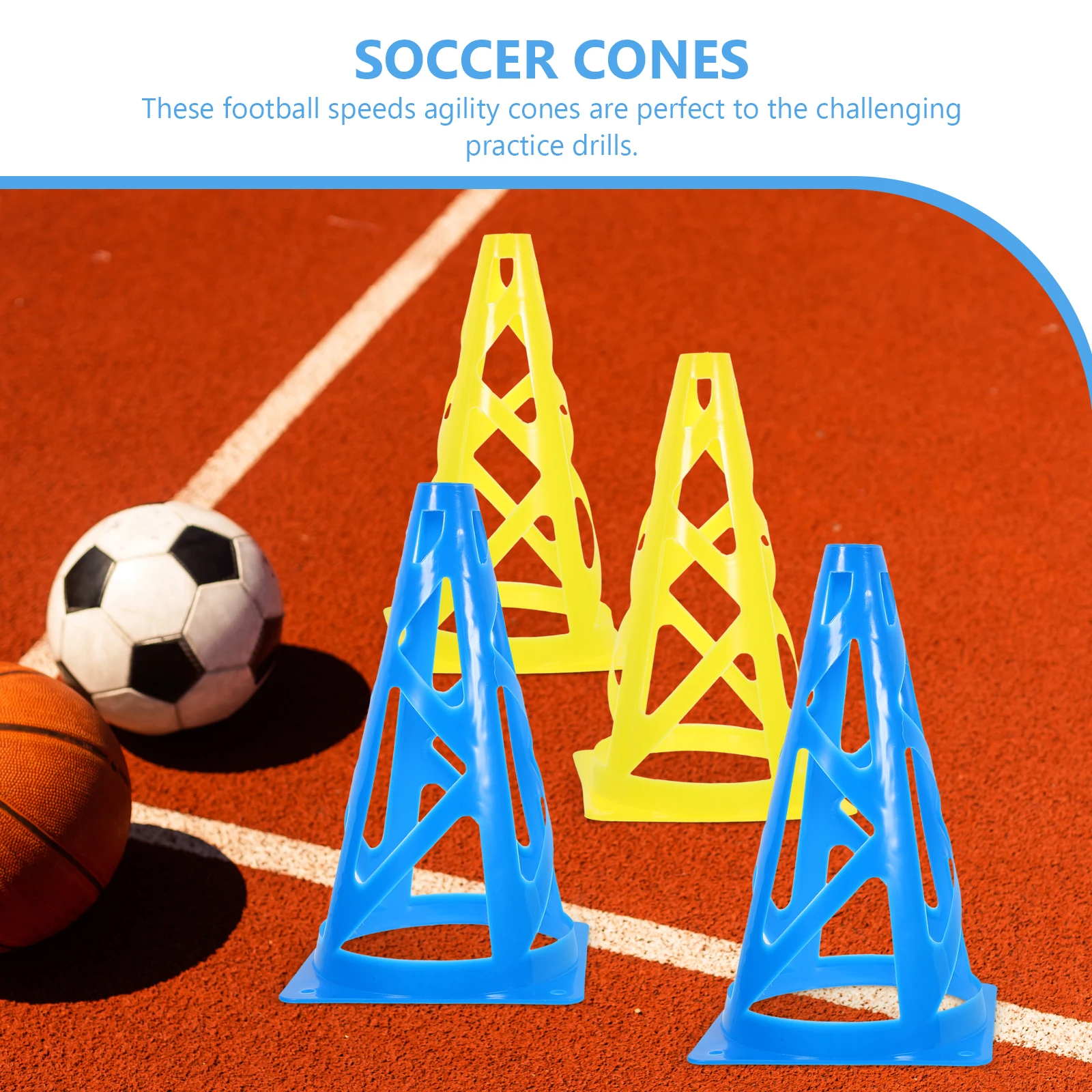 

6pcs Training Cones 9 Inch Hollow Soccer Cones Plastic Markers for Sports Agility Drill Practice Football Tools