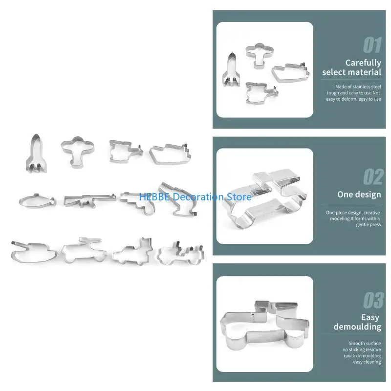 B0KC 12 Pieces Series Cookie Cutter for Christmas Party Winter Biscuit Fondant Bread Sandwich Mold Stainless Steel