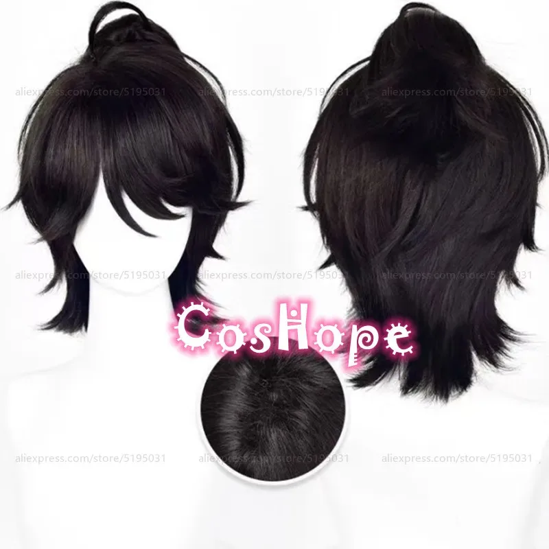 كاندي 2025IDV سجين OPH لوكا بالسا 35 سنتيمتر قصيرة مع ذيل حصان شعر مستعار أسود تأثيري أنيمي الباروكات مقاومة للحرارة الاصطناعية