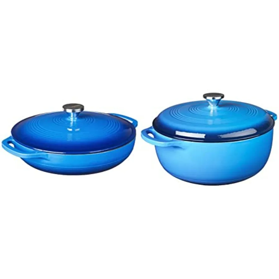 

Enameled Cast Iron Covered Casserole 3.6Quart Caribbean Blue Oval casserole EC7D33 Enameled Cast Iron Dutch Oven 7.5Quart Carib