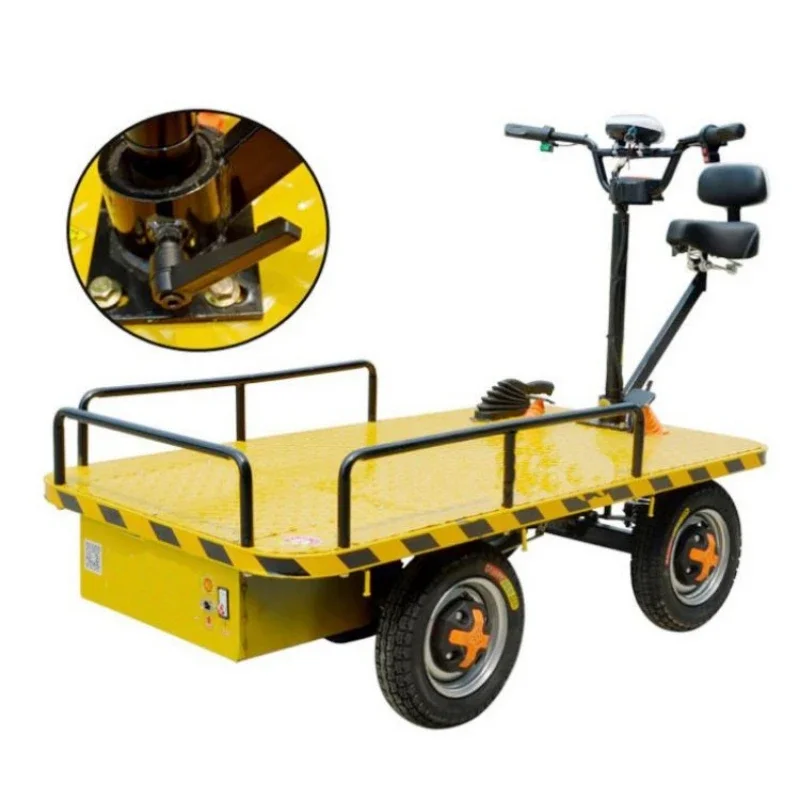 Electric heavy duty platform trolley flatbed cargo cart transfer wagon for workshop market luggage trolley