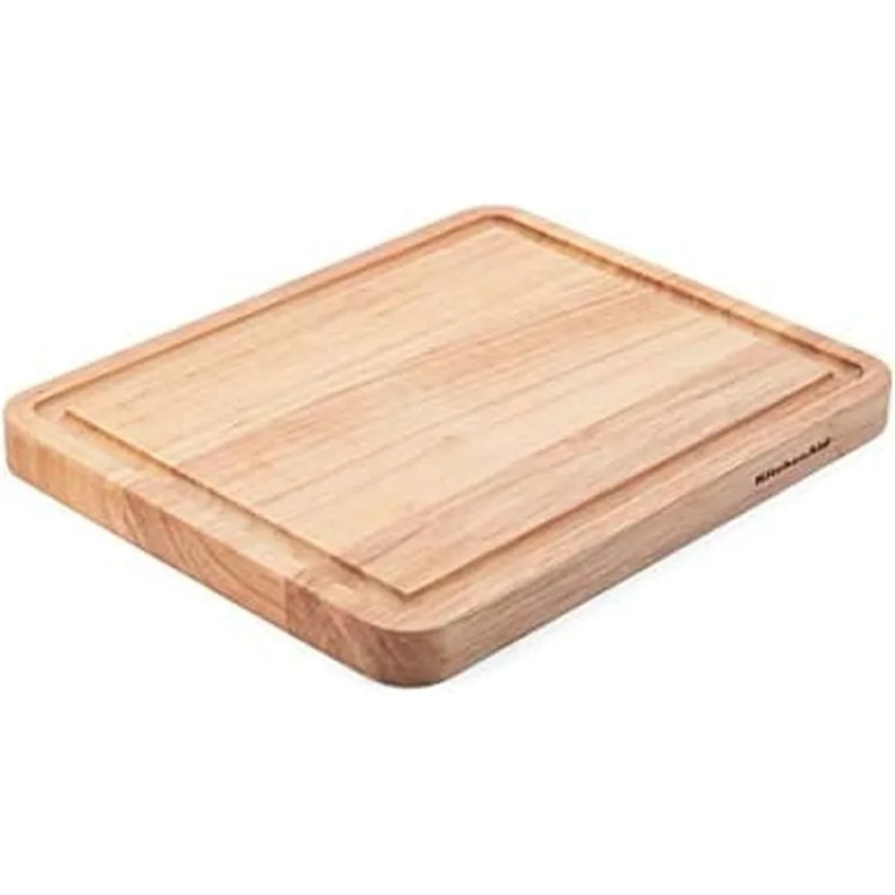 

Classic Rubberwood Cutting Board with Perimeter Trench, Reversible Chopping Board, 8-inch x 10-Inch, Natural
