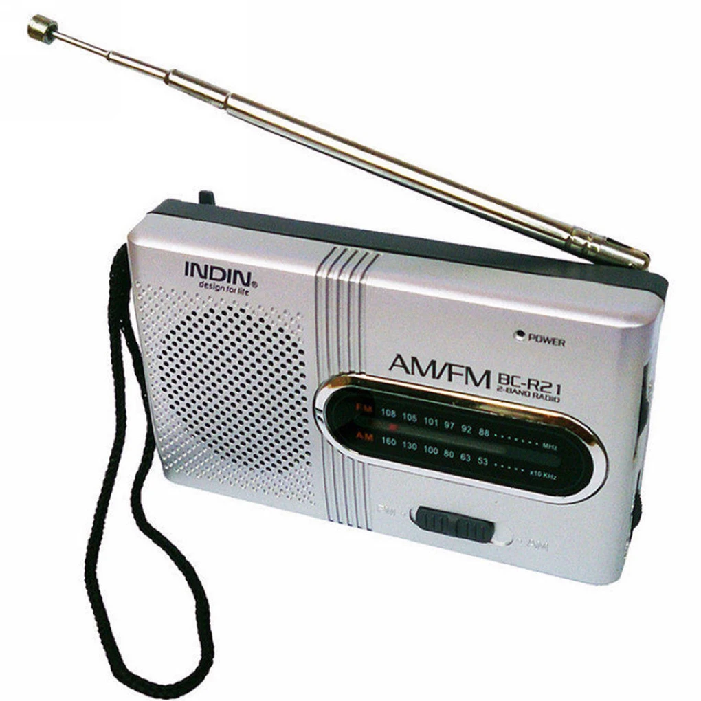 BC-R21 Mini Radio Portable AM FM Telescopic Antenna Pocket Radio World Receiver Speaker Battery Powered