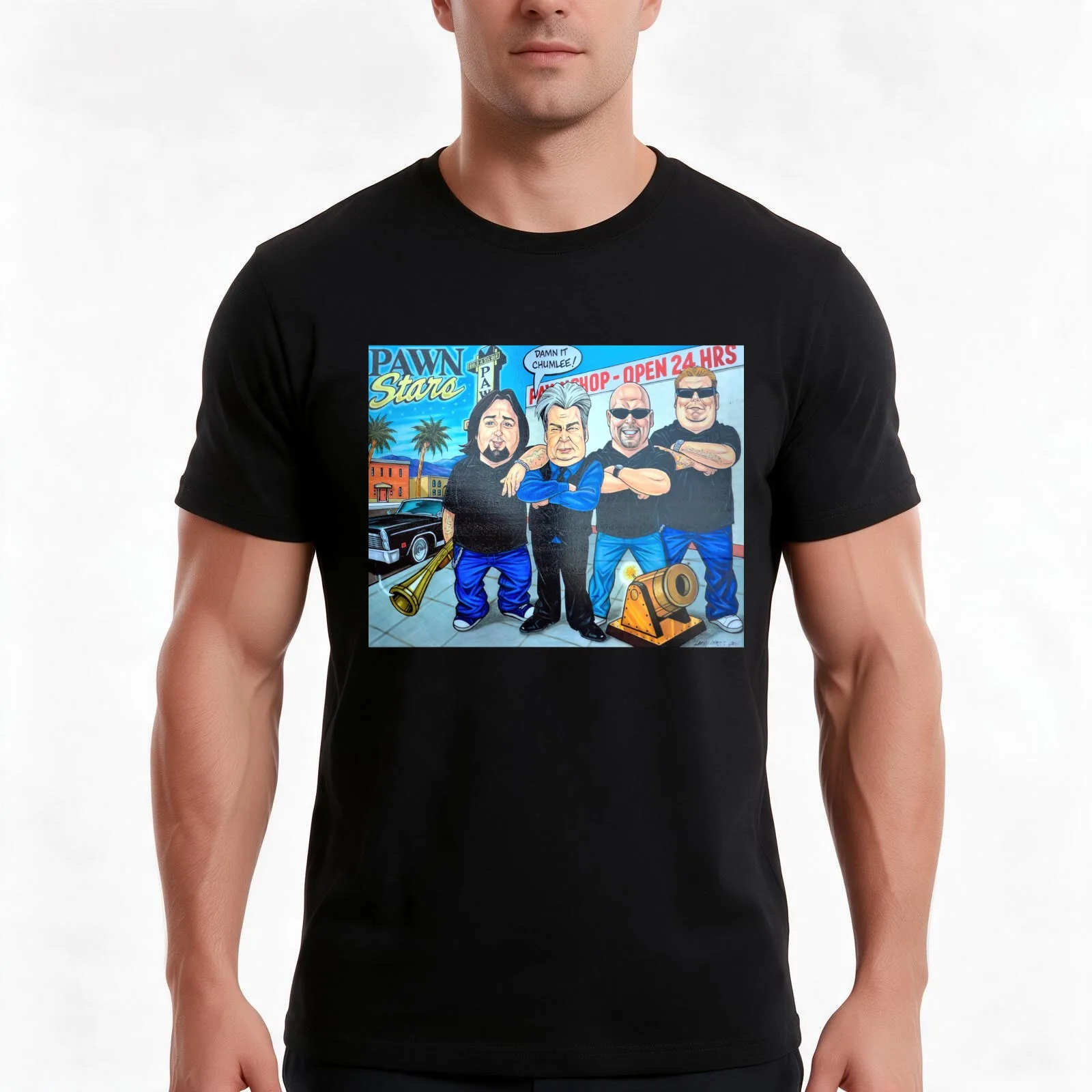 Pawn Stars in Las Vegas T-Shirt, Summer Casual Cotton Tee, Oversized Streetwear Tops, Vintage Graphic Print, Unisex Men Women