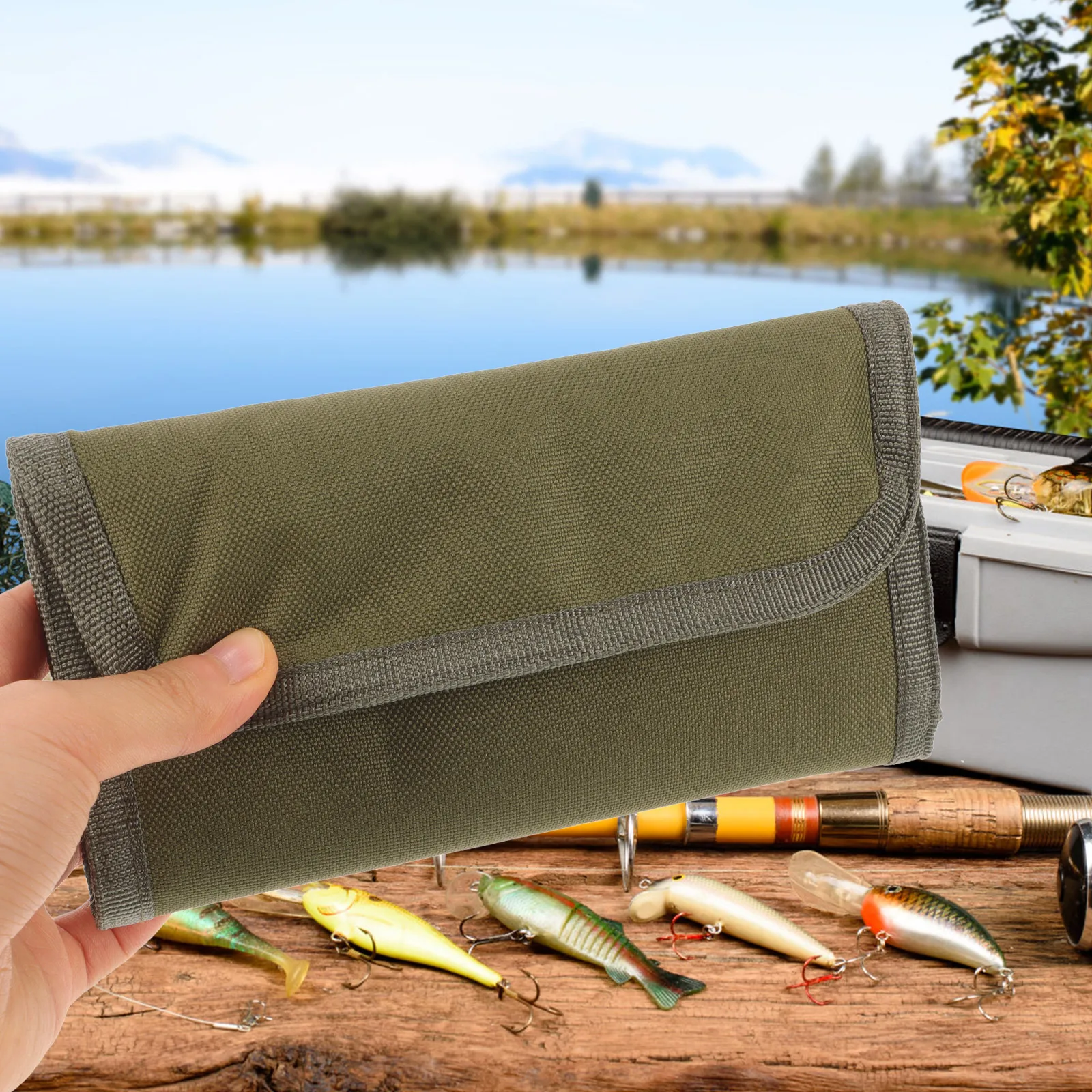 

Fishing Gear Tool Bag Portable Fly Tying Storage Pouch Heavy Duty ganizer Wrap Camping Hunting Outdoor for Fishing