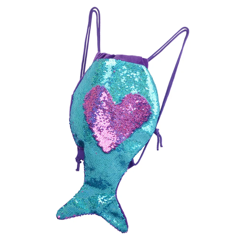 حقيبة ظهر ترتر على شكل ذيل حورية البحر برباط للإغلاق، حقيبة تخزين ذات سعة كبيرة لصالة الألعاب الرياضية واليوجا والسفر ورحلة العمل #5