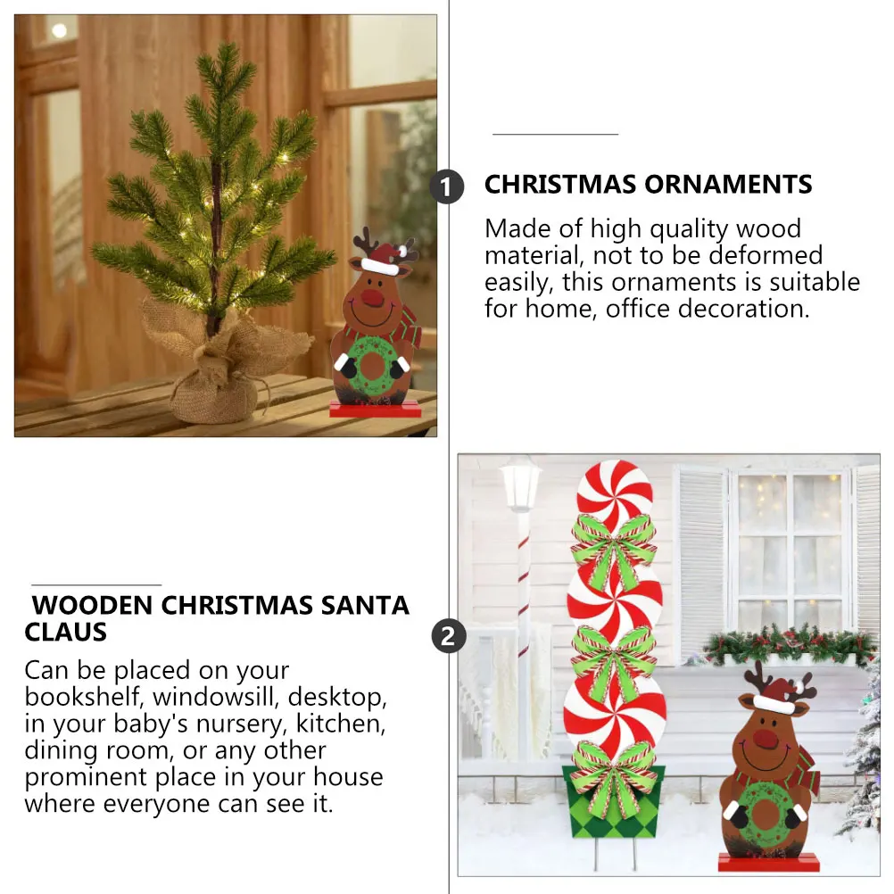 

Christmas Deer naments Wood Adornments Xmas Decoration Round Wooden Colored Drawing Pendant Home Decor Desk Table Shelf Gift