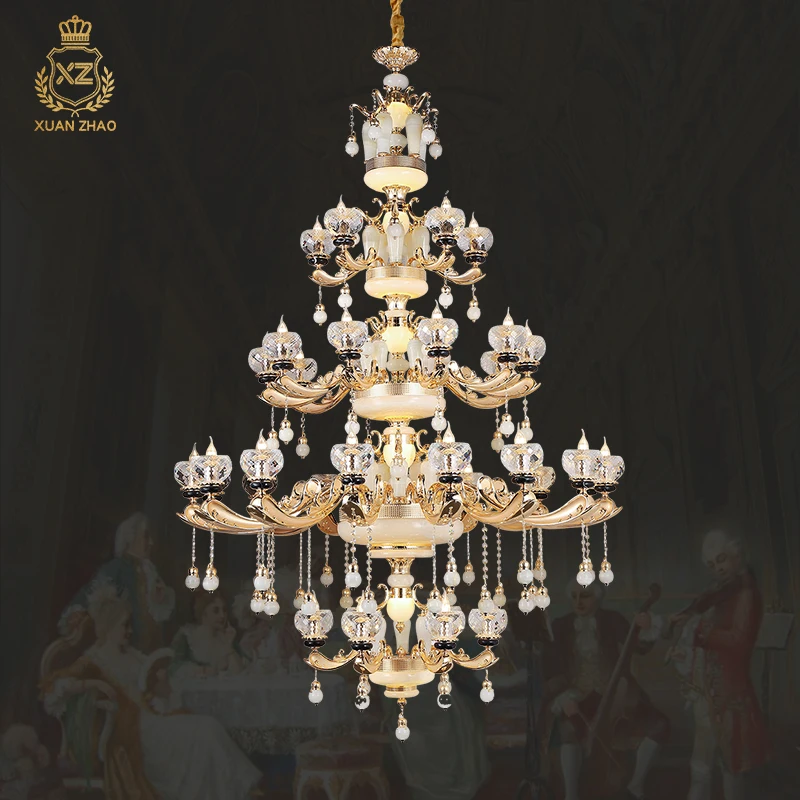 

XUANZHAO European Style Retro Chandelier Luxury Lighting Crystal Chandelier Hotel Lobby Lighting