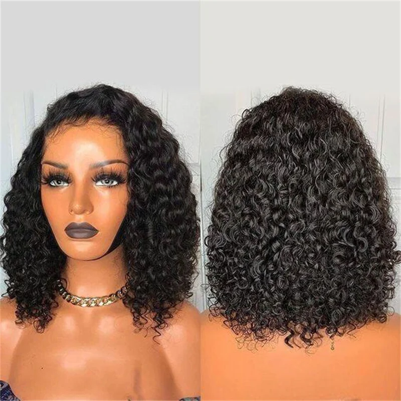 

Soft Glueless 180% Density Natural Black Long 22Inch Kinky Curly Lace Front Wig For Women With Baby Hair Synthetic Preplucked