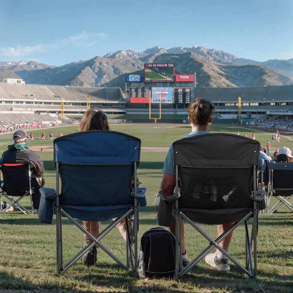 كرسي تخييم كبير الحجم قابل للطي - دعم عالي التحمل بوزن 450 رطل مع جيوب تبريد مبطنة للرياضات الخارجية وصيد الأسماك على الشاطئ #2