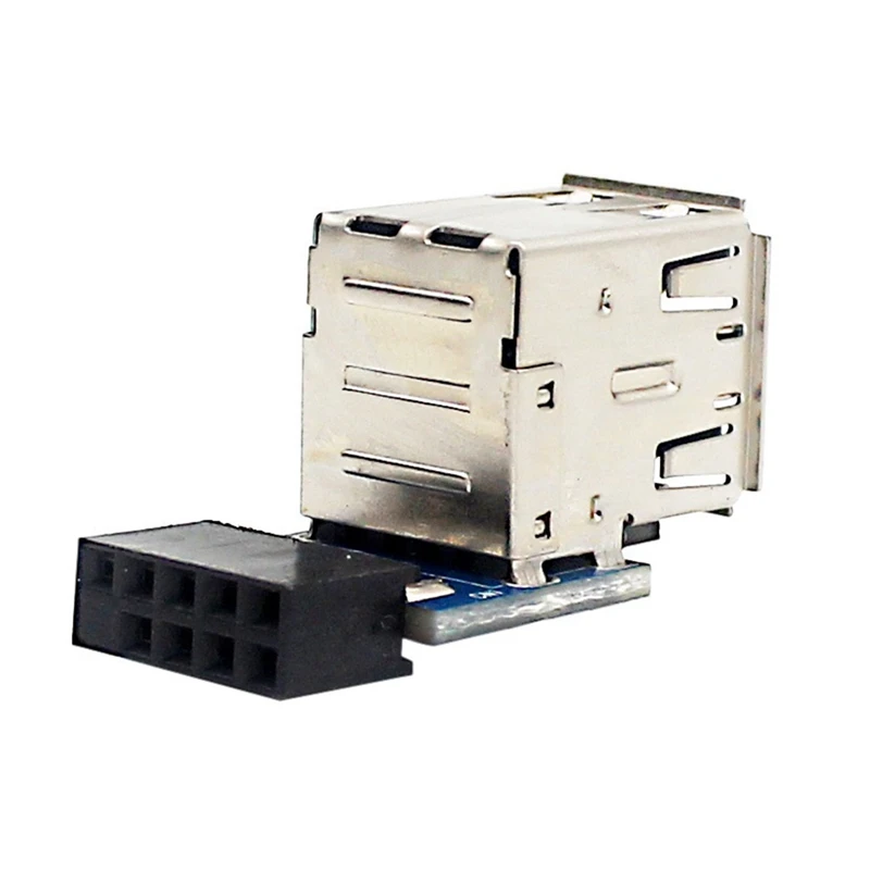 9-Pin Motherboard To Dual USB 2.0 Connector Black Motherboard To 2 Ports USB 2.0 A Female Internal Header Adapter