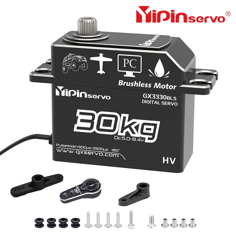 

Yipinservo Low Profile 30kg Brushless Servo 180° Full Metal Body Gear HV Waterproof For RC Cars Crawler 1/8 1/10 Traxxas SCX24