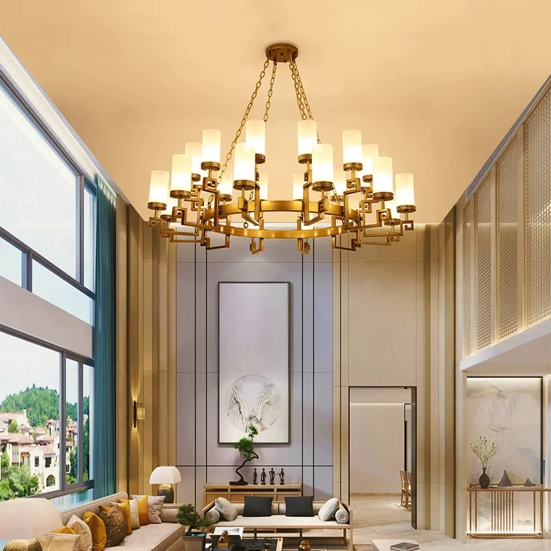 Modern Chinese Style Chandelier for Hotel Lobby Villa Clubhouse Restaurant Private Room Duplex Building Atmospheric Lighting
