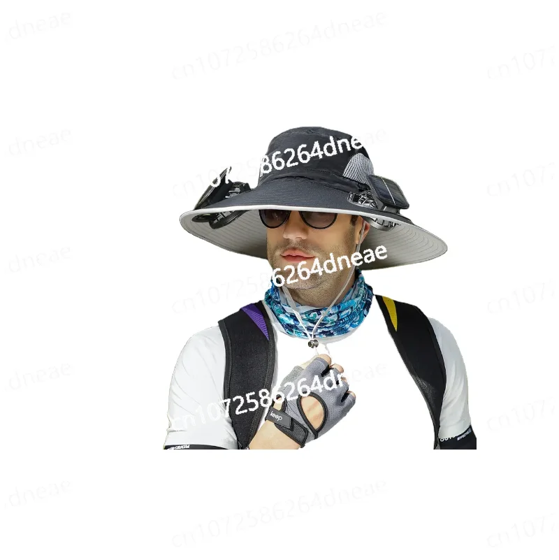 

High Quality Outdoor Fishing Hiking Safari Travel Summer Upf50+ Wide Brim Sunscreen Sun Hat With Dual Solar Charging Fan