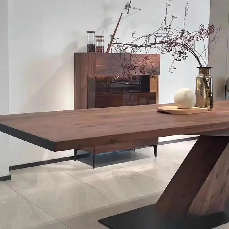 Nordic solid wood dining table, wabi family large board dining table, simple and modern