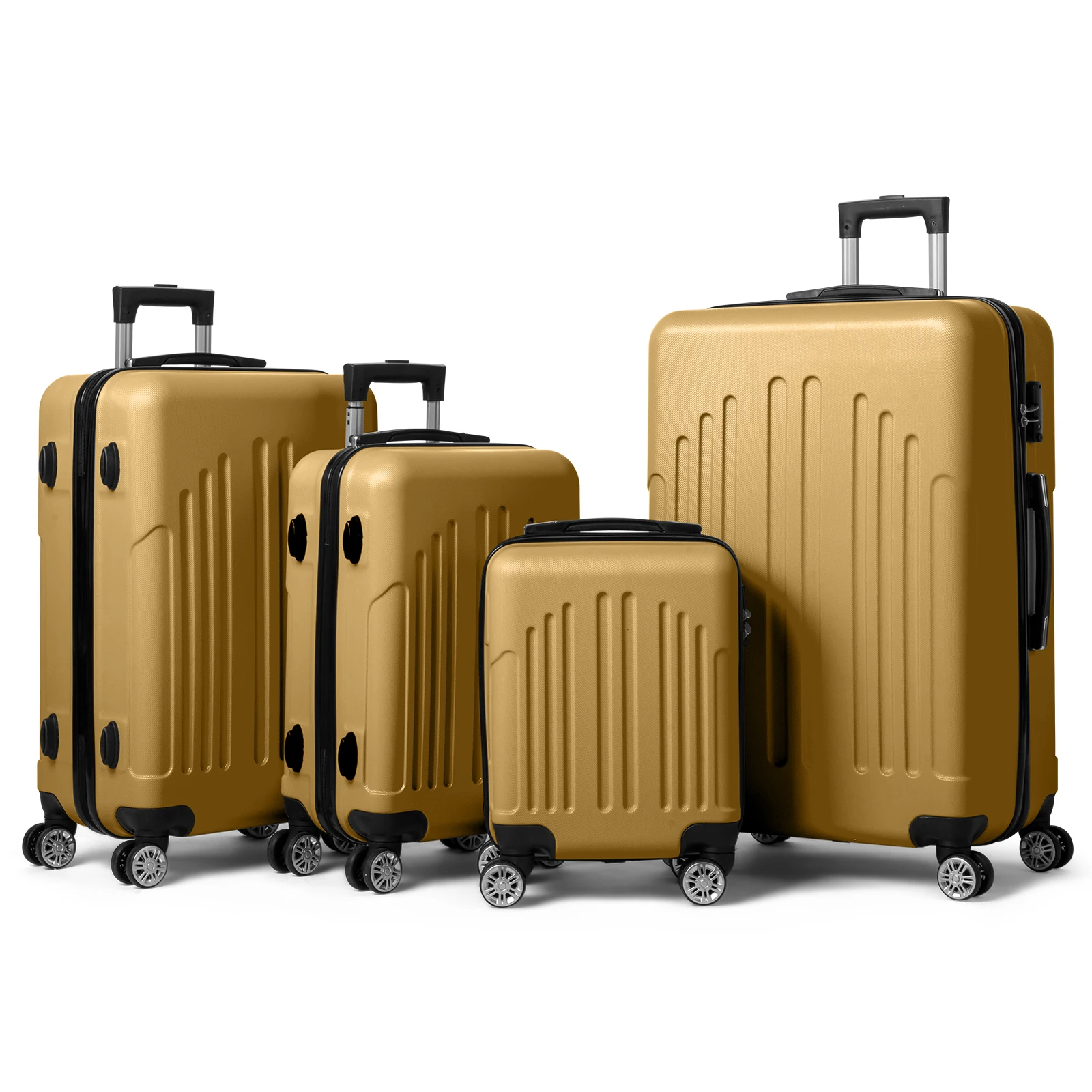 Curved Vertical Stripe 4-in-1 Trolley Case - Mustard Yellow