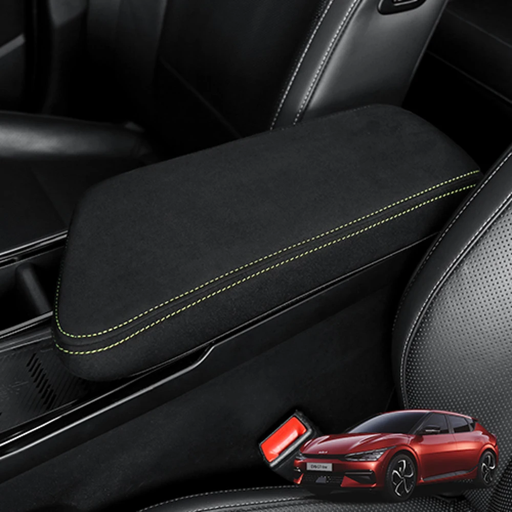 

For Kia EV6 Central Armrest Box Cover Soft Leather Center Console Lid Sticker Armrest Box Protective Pad