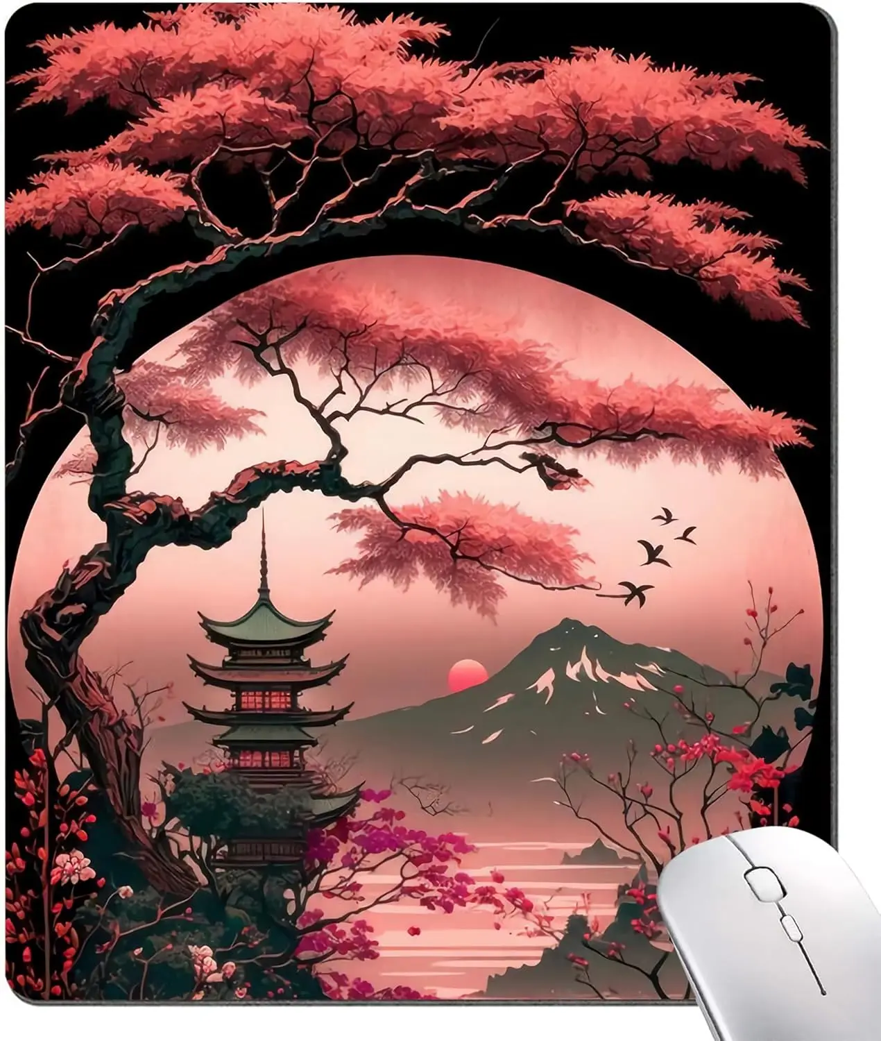 Japanese architectural red maple leaf mouse pad square waterproof and wear-resistant suitable for computer office accessories