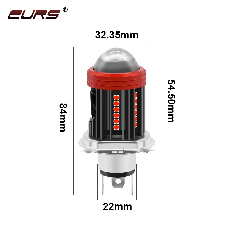 EURS H4 LED Motorcycle Headlights Bulbs Spotlights Hi/Lo Beam With Fan 30W White Yellow Red Blue Moto Scooter LED Headlamp 9-80V