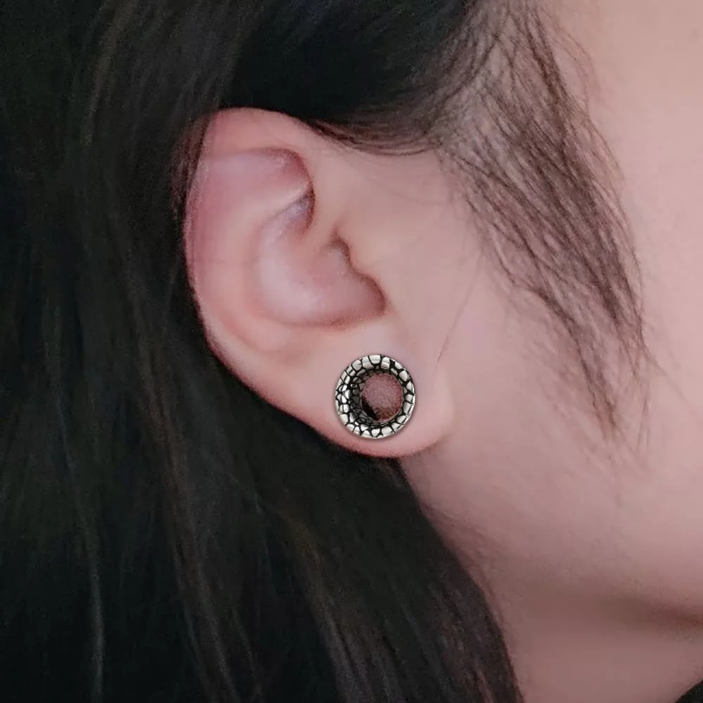 Casvort 2 قطعة 316 الفولاذ المقاوم للصدأ كول الكراك الأذن مقاييس الأنفاق المتوسع ثقب النساء الرجال مجوهرات للجسم أقراط #4