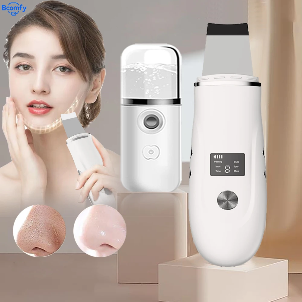 Purificador ultrassônico da pele, limpador facial ultrassônico, removedor de cravo, dispositivo de peeling ultrassônico para limpeza profunda do rosto